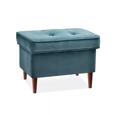 Polsterhocker DENIZ - petrol / walnuss