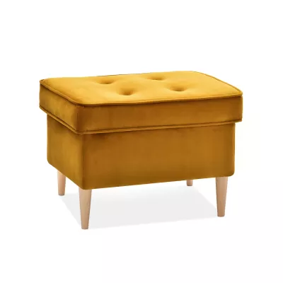 Polsterhocker DENIZ - Honig / Buche