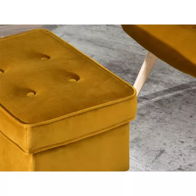 Polsterhocker DENIZ - Honig / Buche