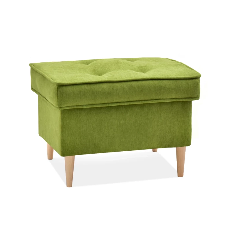 Polsterhocker DENIZ - grün / Buche Polsterhocker DENIZ - grün / Buche