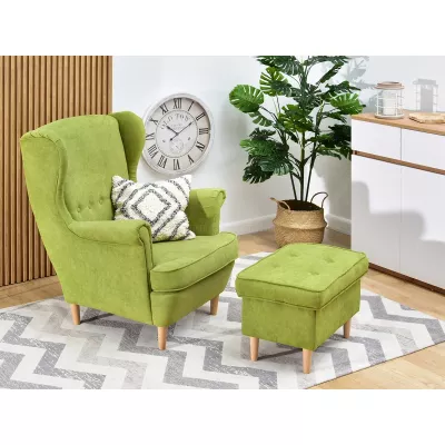 Polsterhocker DENIZ - grün / Buche