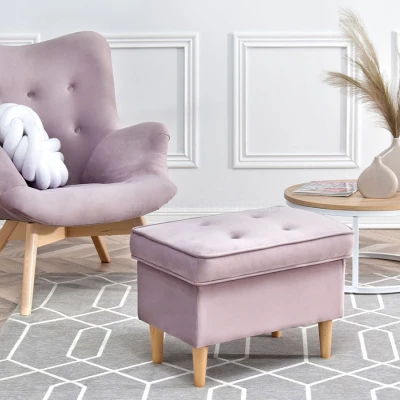 Polsterhocker DENIZ - flieder / buche Polsterhocker DENIZ - flieder / buche