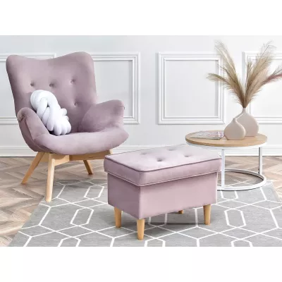 Polsterhocker DENIZ - flieder / buche