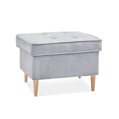 Polsterhocker DENIZ - hellgrau / Buche