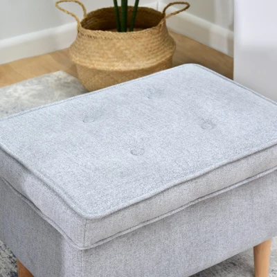 Polsterhocker DENIZ - hellgrau / Buche Polsterhocker DENIZ - hellgrau / Buche