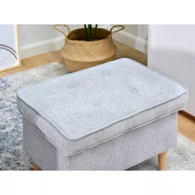 Polsterhocker DENIZ - hellgrau / Buche