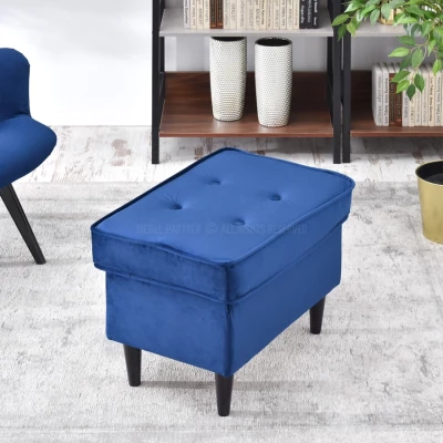 Polsterhocker DENIZ - dunkelblau / schwarz Polsterhocker DENIZ - dunkelblau / schwarz