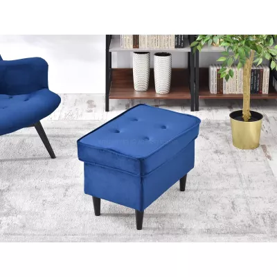 Polsterhocker DENIZ - dunkelblau / schwarz