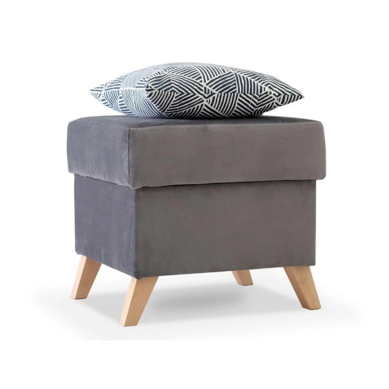 Skandinavischer Hocker IRSA - grau / Eiche