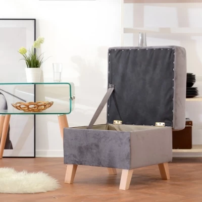 Skandinavischer Hocker IRSA - grau / Eiche