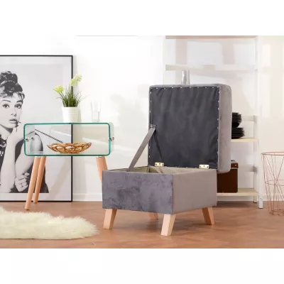 Skandinavischer Hocker IRSA - grau / Eiche