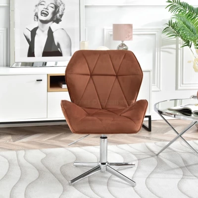 SALIHA Designer Sessel - Kupfer / Chrom