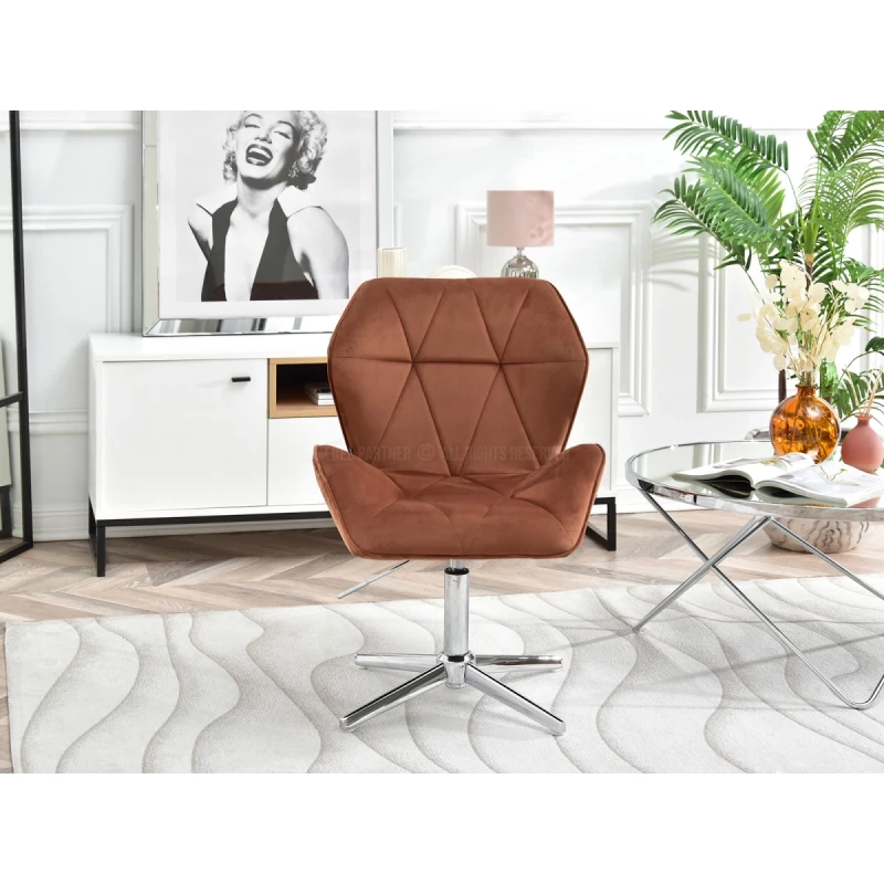 SALIHA Designer Sessel - Kupfer / Chrom