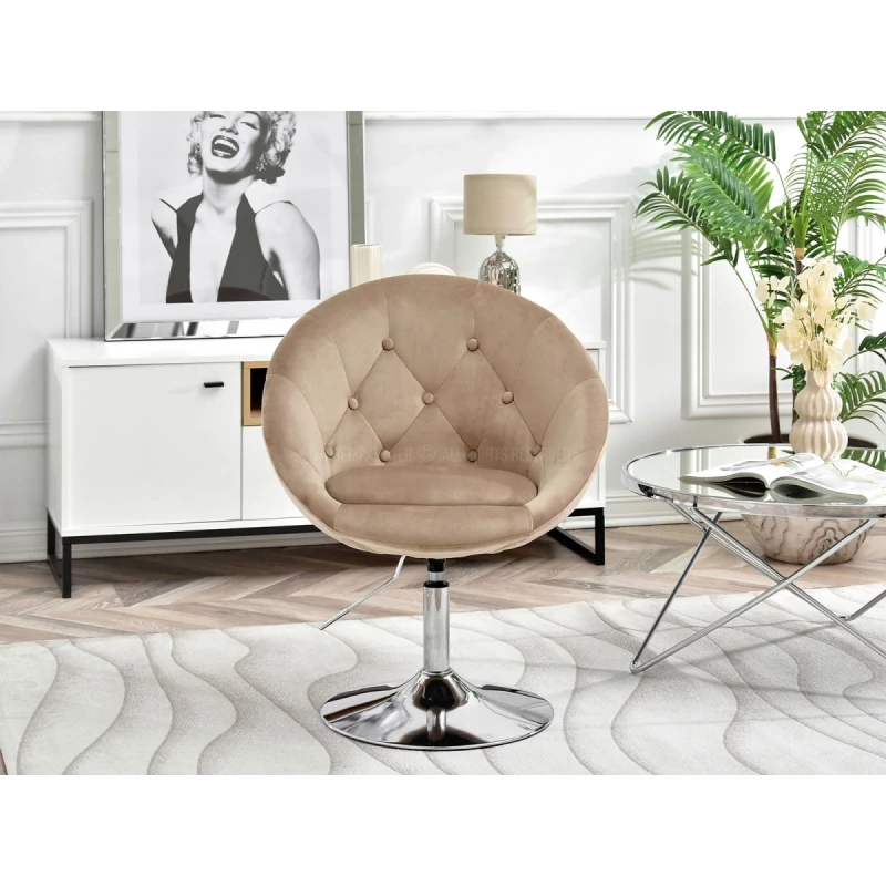 Drehsessel DERIAN - beige / chrom