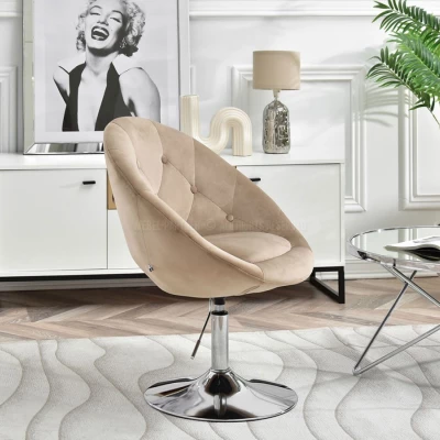 Drehsessel DERIAN - beige / chrom