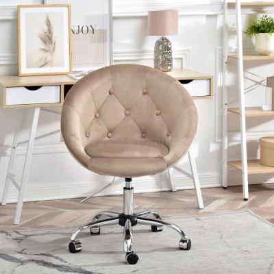 DERIAN Sessel auf Rollen - beige / chrom
