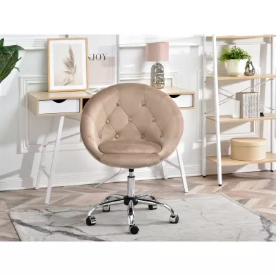 DERIAN Sessel auf Rollen - beige / chrom