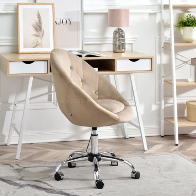 DERIAN Sessel auf Rollen - beige / chrom