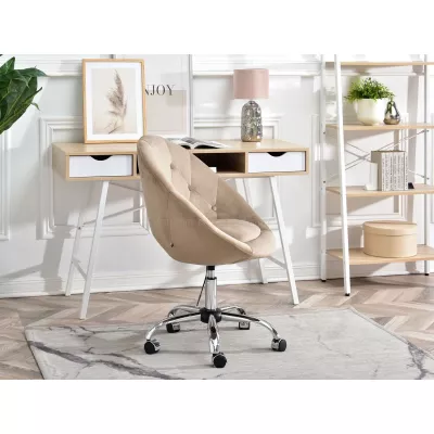 DERIAN Sessel auf Rollen - beige / chrom