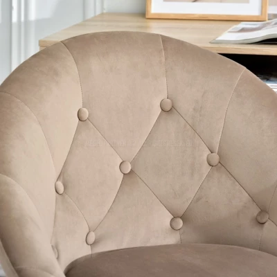 DERIAN Sessel auf Rollen - beige / chrom