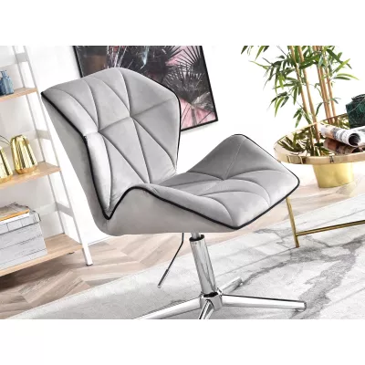 SALIHA Designer Sessel - hellgrau / Chrom