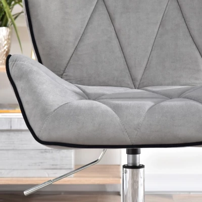 SALIHA Designer Sessel - hellgrau / Chrom
