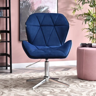 SALIHA Designer Sessel - dunkelblau / chrom