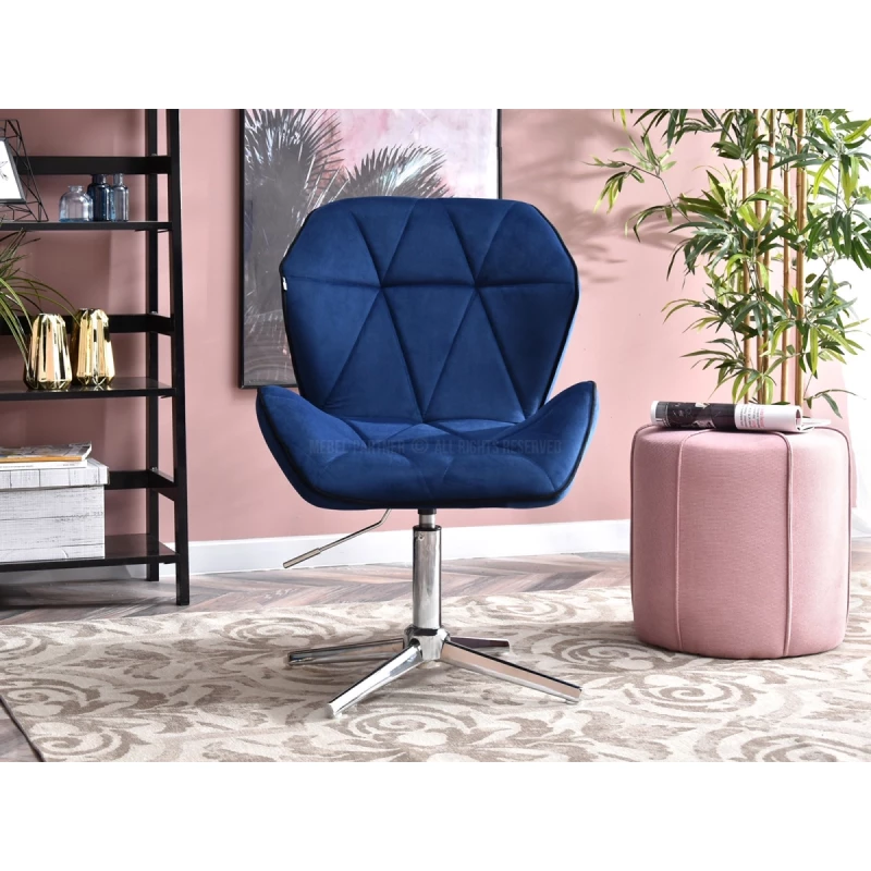 SALIHA Designer Sessel - dunkelblau / chrom