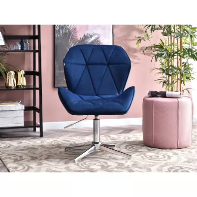 SALIHA Designer Sessel - dunkelblau / chrom
