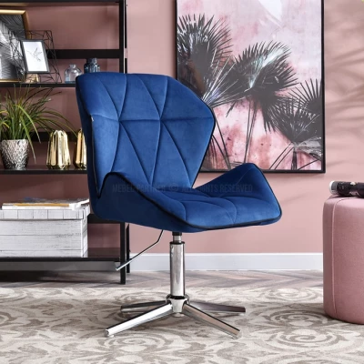 SALIHA Designer Sessel - dunkelblau / chrom