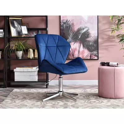 SALIHA Designer Sessel - dunkelblau / chrom
