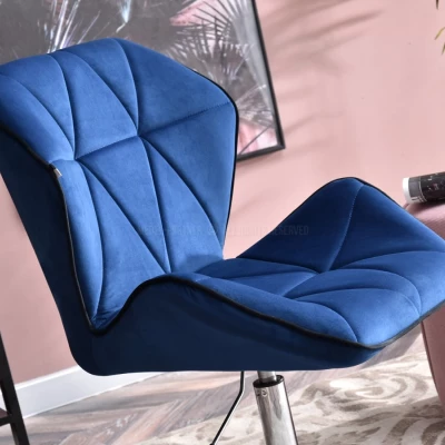 SALIHA Designer Sessel - dunkelblau / chrom
