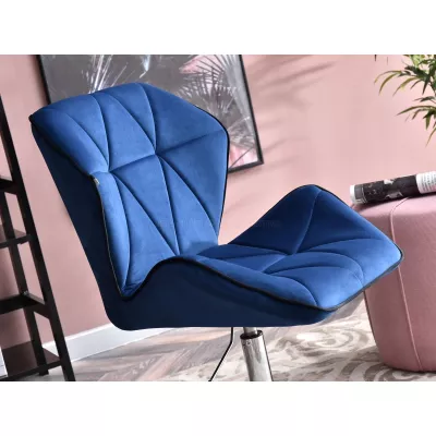 SALIHA Designer Sessel - dunkelblau / chrom
