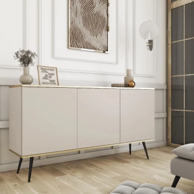 Breite Kommode mit Türen JENY 1 - beige / gold / schwarz