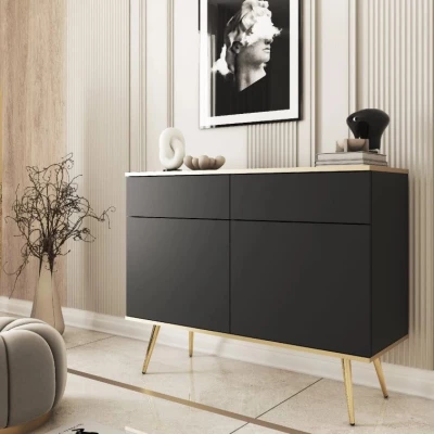 Kombinierte Kommode JENY 1 – schwarz/gold/goldene Beine