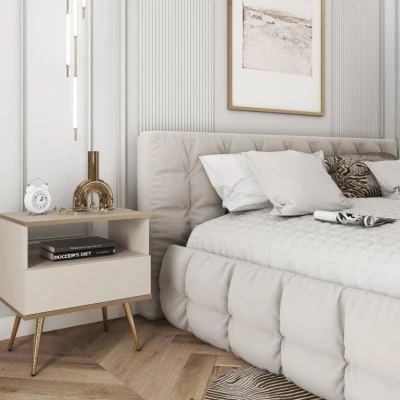 JENY Nachttisch - beige / gold