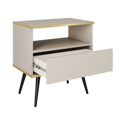 JENY Nachttisch - beige / gold