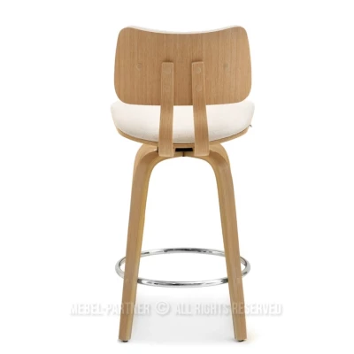 Drehbarer Barhocker IBELINA - creme / Eiche