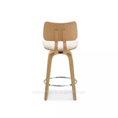 Drehbarer Barhocker IBELINA - creme / Eiche
