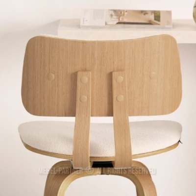 Drehbarer Barhocker IBELINA - creme / Eiche