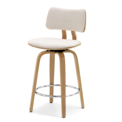 Drehbarer Barhocker IBELINA - creme / Eiche