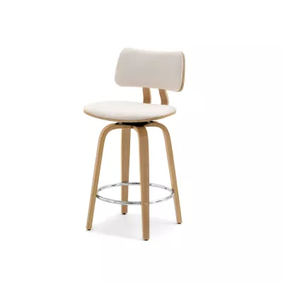 Drehbarer Barhocker IBELINA - creme / Eiche