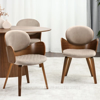 Designer Esszimmerstuhl RAWAN - Beige / Walnuss