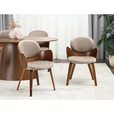 Designer Esszimmerstuhl RAWAN - Beige / Walnuss