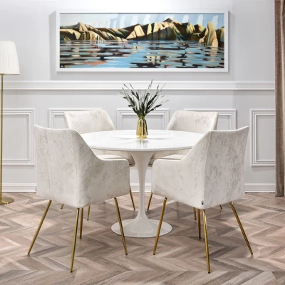 Gepolsterter Esszimmerstuhl ROXANA - creme / gold