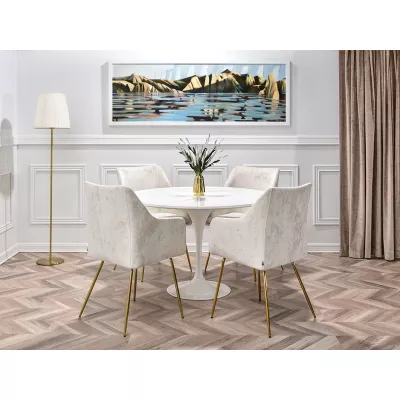 Gepolsterter Esszimmerstuhl ROXANA - creme / gold