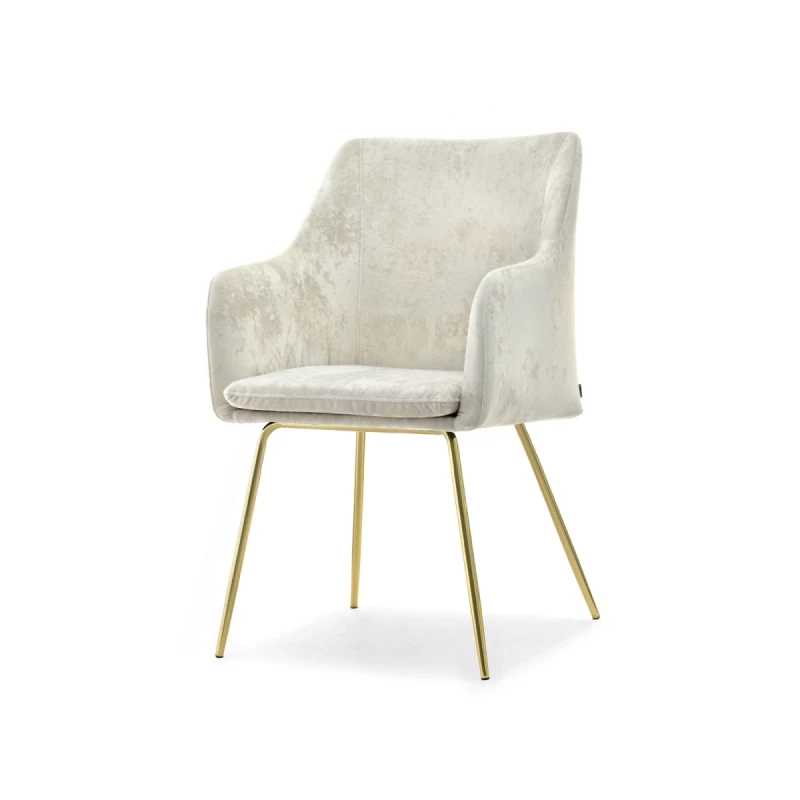 Gepolsterter Esszimmerstuhl ROXANA - creme / gold