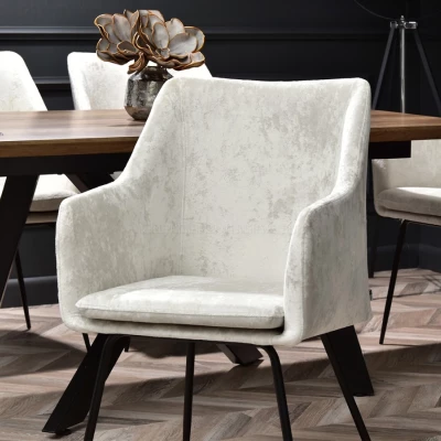 Gepolsterter Esszimmerstuhl ROXANA - creme / schwarz