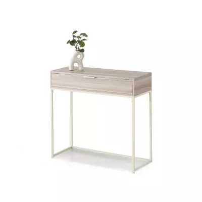 Konsolentisch NIRAI mit Schublade – cremefarben / beige Esche