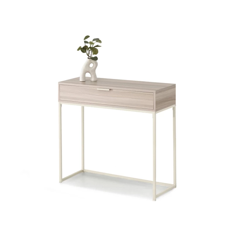 Konsolentisch NIRAI mit Schublade – cremefarben / beige Esche